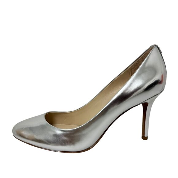 Coach Women's Silver Metallic Heels shoes Leather Upper size 8B - Picture 1 of 14